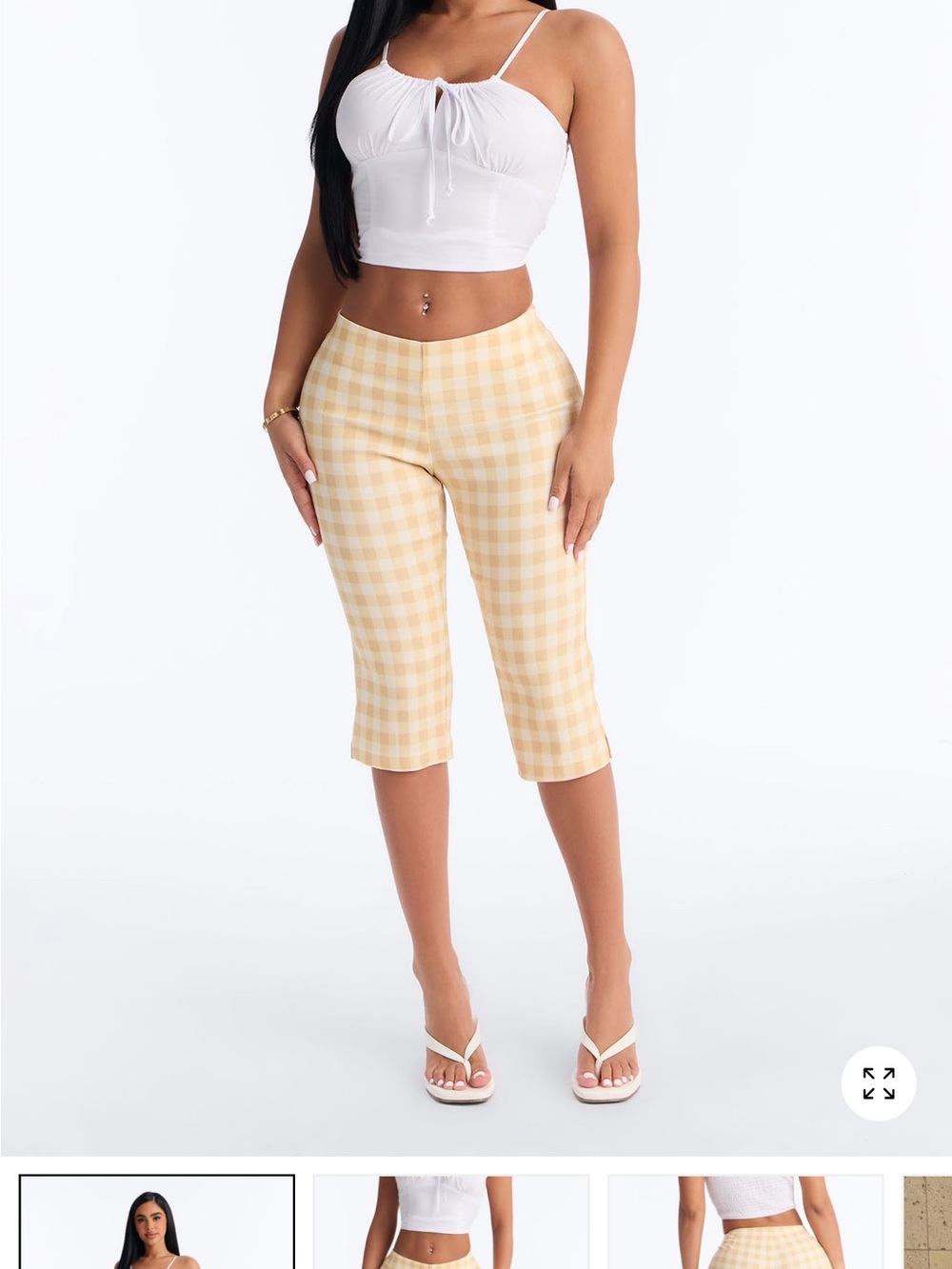 Fashion Nova Yellow Gingham Capri Pants